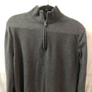 Michael Kors Men’s 1/4 Zip Cotton Sweater Black color Size XL Long Sleeve